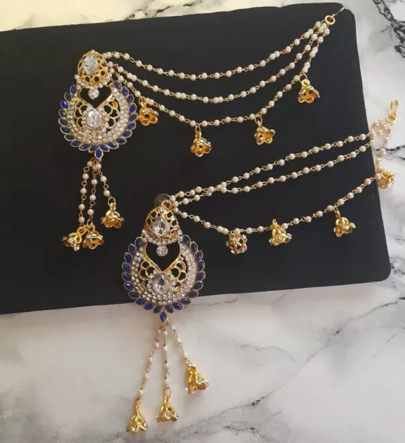 New Bollywood Indian Bahubali Pearl Jhumki Earring Costume Jewellery