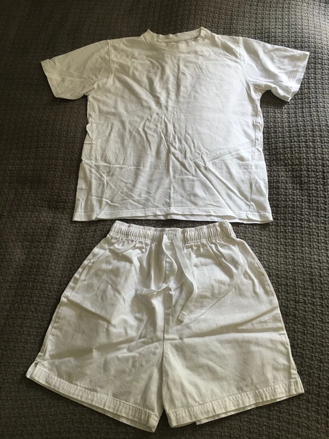 Pacchetto uniforme scuola ragazzi 2 pz kit pantaloncini bianchi + t-shirt M&S taglia 11-12y A
