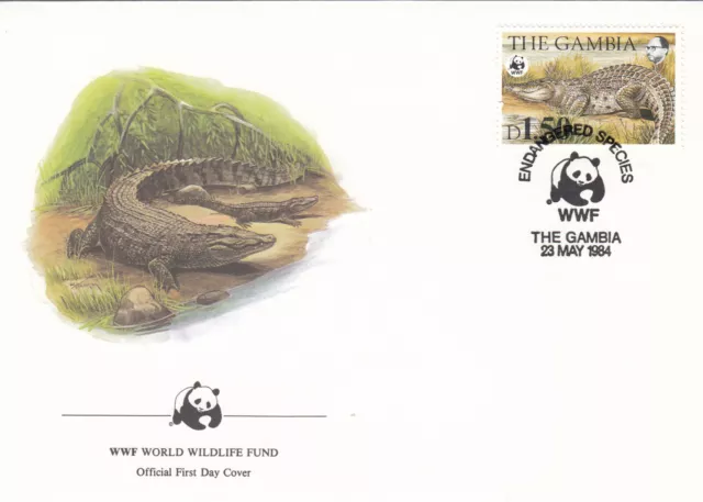 (130371) Crocodile WWF Gambia FDC 1984
