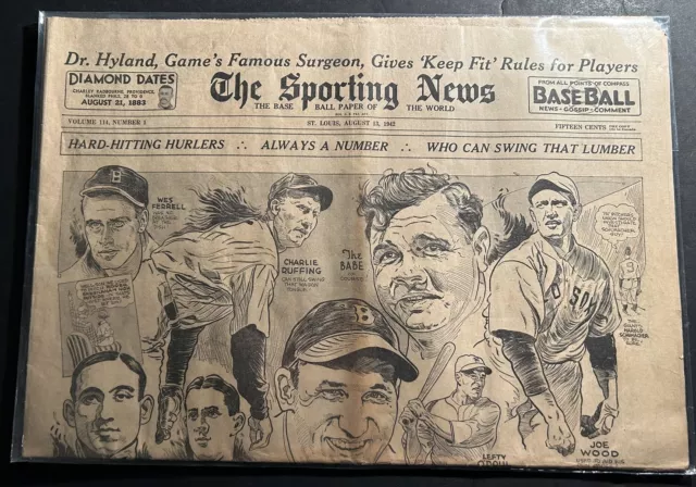 1942 Sporting News NEW YORK Yankees BABE RUTH Lefty O'Doul CHARLIE RUFFING Wood
