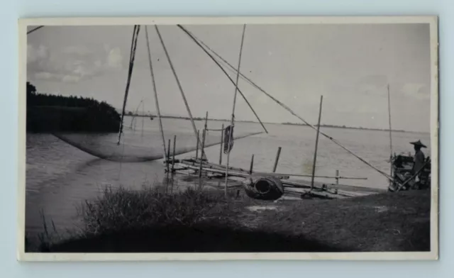 1920s Real Photo, Fishing on Si Kiang, West River Xi River, China