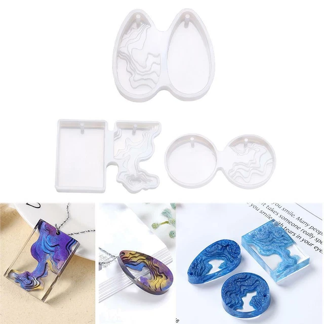 3x Klar DIY Anhänger Silikonform Harzform Epoxy Schmuck Bastelbedarf
