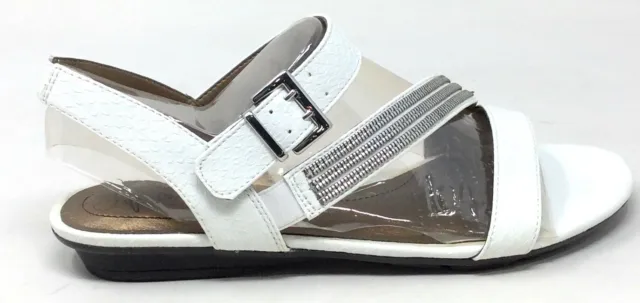 Franco Sarto Womens Enchant Flat Dress Sandals White Cano Size 8.5 Wide