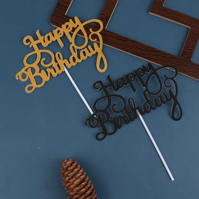 10PCS Glitter Paper Happy Birthday Cake Topper Cupcake Dessert Decor Supplies ZK