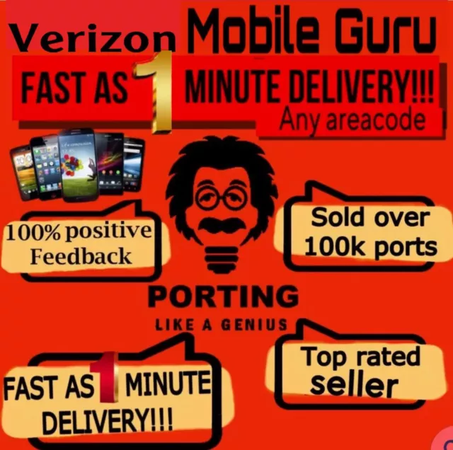 VERIZON WIRELESS PORT NUMBERS. 5 Min  DELIVERY ANY AND ALL AREACODES!! Fast!!!