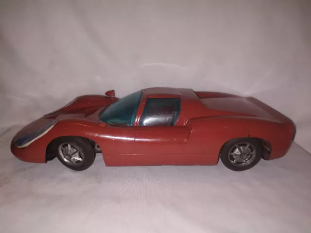 Vintage Old Tin And Plastic Friction Model Toy Car Porche Bandai Japan 1960