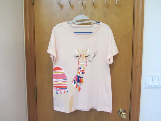 Kate Spade Broome Street Camel Oh Hello Tee-Shirt (Size Large)