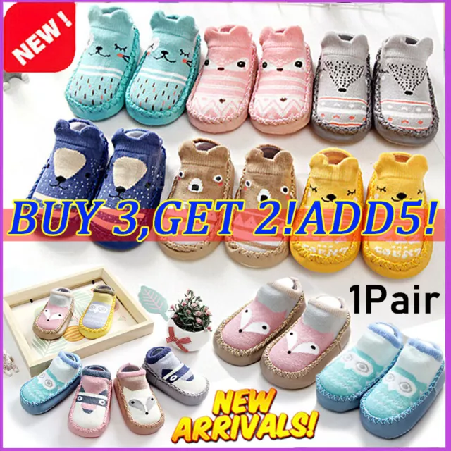Baby Anti-slip Slippers Socks Boys Girls Kids Toddler Cotton Boot Shoes Winter