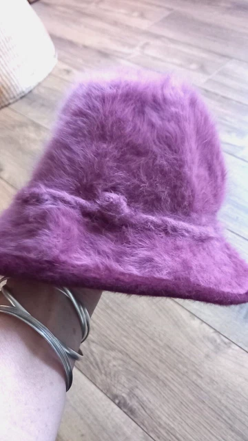 Cappello a secchio morbido vintage Kangol peloso rosa sfocato made in England anni '90 Y2K carino