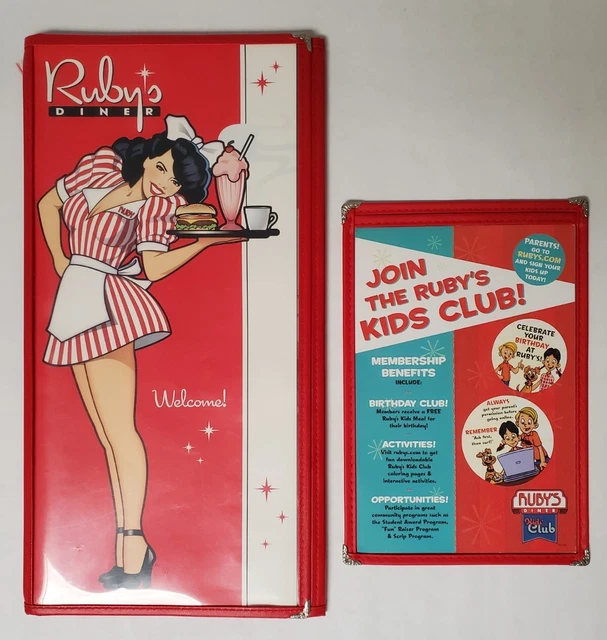 RUBY'S DINER WAITRESS Restaurant Menu Breakfast Lunch Dinner With Kids ...