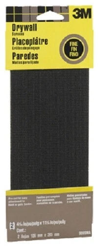 Pantalla de lijado para paneles de yeso de carburo de silicio impermeable 3M, fina, 4-3/8 x 11 pulgadas, 2 piezas