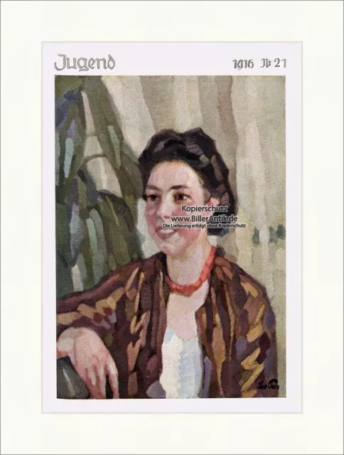 Titelseite der Nummer 21 von 1916 Leo Putz Frau Portrait Georg Hirth Jugend 4060