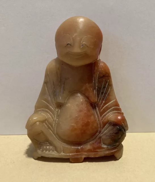 Antique Buddha Soapstone Carving Magnificent Russet Colors Rare Image Chinese
