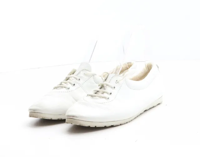St Michael Womens White Leather Trainer Casual UK EU