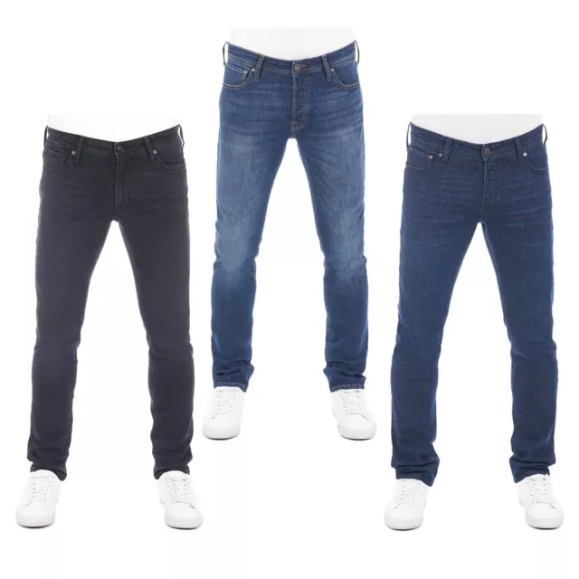 JACK & JONES Jeans Homme JJIGLENN Pantalons Jeans Slim Fit Denim Stretch Neuf