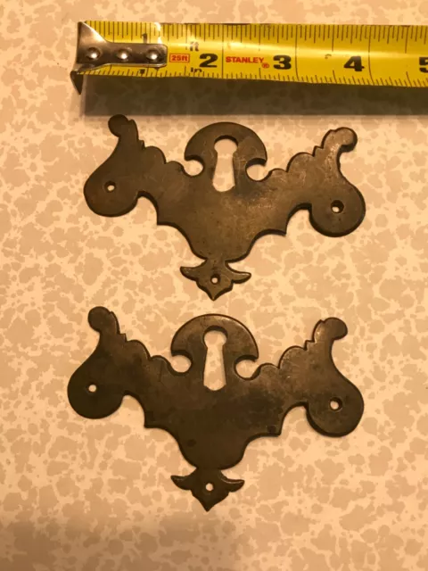 Antique18th Century Brass Period Pair Chippendale keyhole escutcheon Priced Each