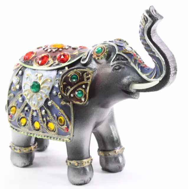 Feng Shui 6.5" Dark Gray Elephant Trunk Statue Lucky Figurine Gift Home Decor