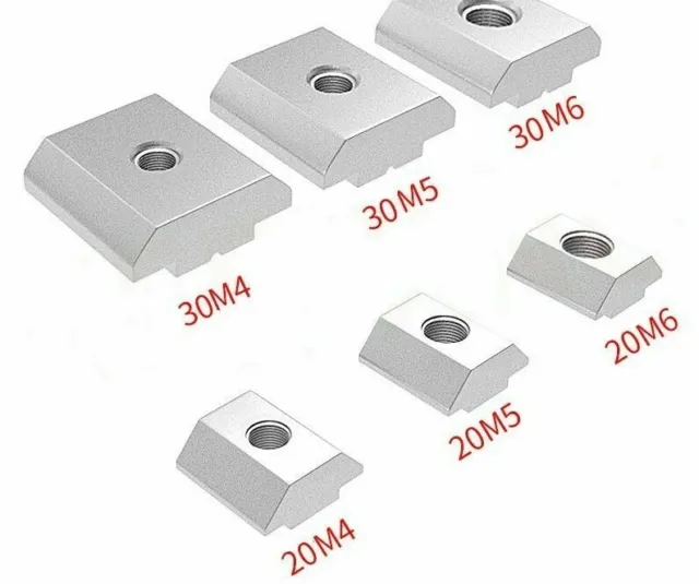 20/50/100 Pcs 3D Printer Accesory Aluminium T Block Fastener Hammer Nuts Square