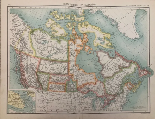 Antique 1902 Map/Canada/Original/Bartholomew/Print