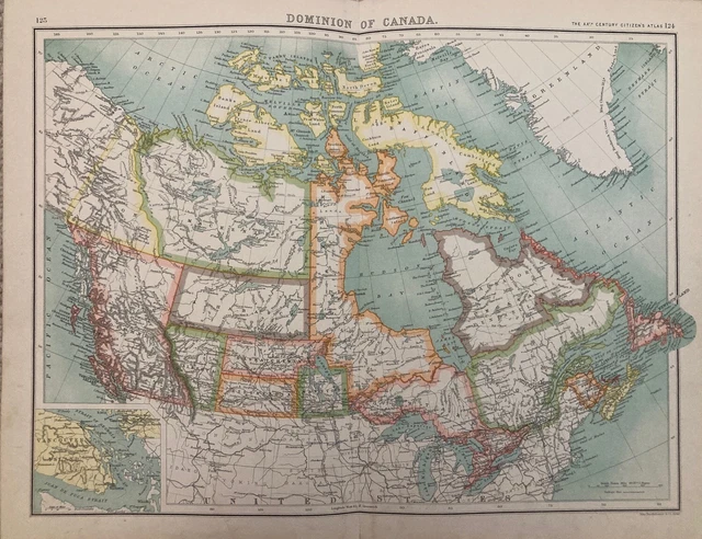 Antique 1902 Map/Canada/Original/Bartholomew/Print