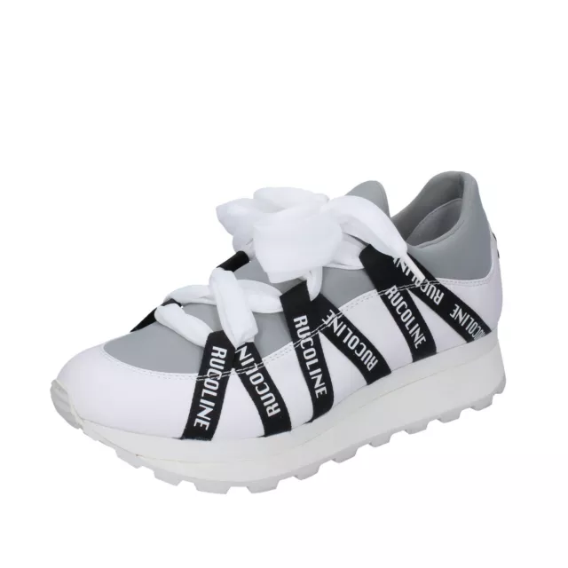 Chaussures Femme RUCO LINE 36 Ue à Enfiler Gris Cuir Blanc Tissu BH376-36