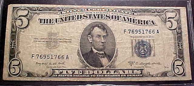 1953 B Five  Dollar Silver Certificate Note.......min. Bid .01 & No Reserve!