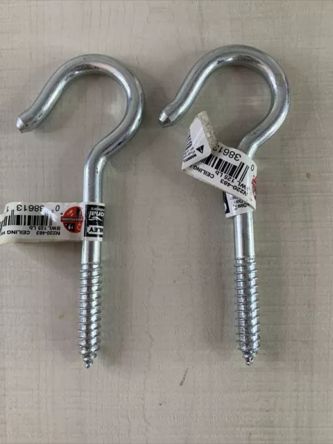 Lot Of 2 National Hardware N220-483 Zinc-Plated Ceiling Hook 4-15/16” NEW