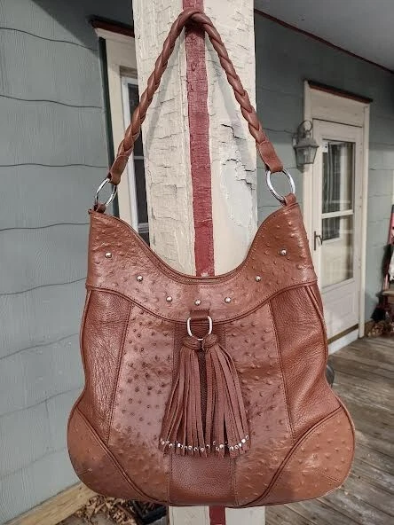 Isabella Adams Brown Leather Embossed Croc Shoulder Bag purse - Gorgeous