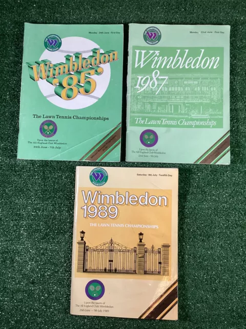 Wimbledon Tennis Official Souvenir Programmes 1985 & 1987 & 1989 - Vintage