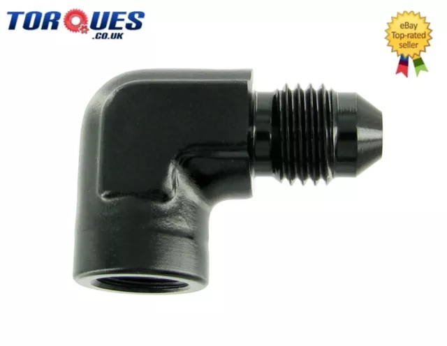 AN -4 (AN4) to 1/8" NPT Female 90 DEGREE Gauge Take Off Adapter BLACK