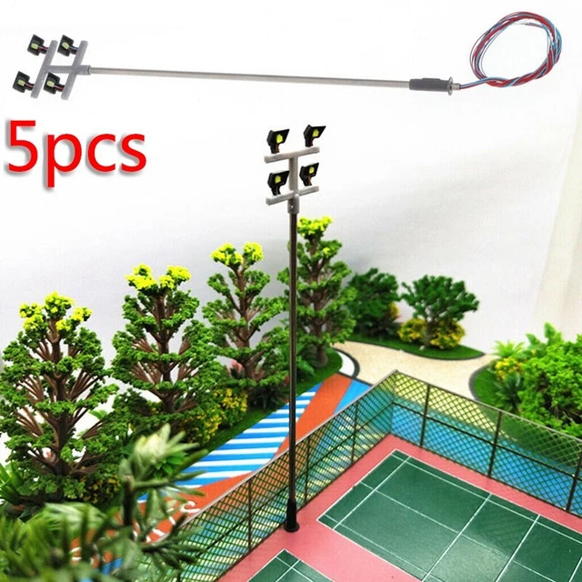 Lot De 5 Lampadaires LED Échelle HO 1:87 - Modèles Ferroviaires Pour Trains Et Bâtiments - 3V 20mA