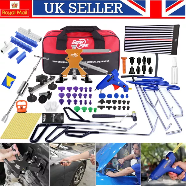 PDR Car Paintless Dent Puller Lifter Repair Rods Hammer Removal Glue Kit Tools