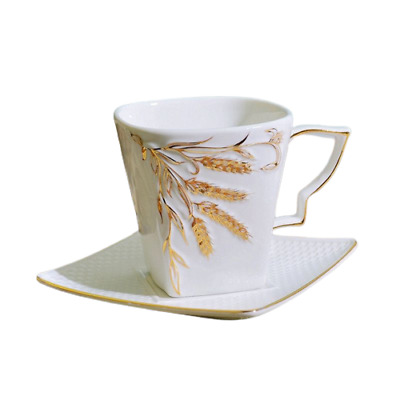 Golden Barley Coffee Cup Colored Enamel Porcelain Mug Saucers Creative Holiday