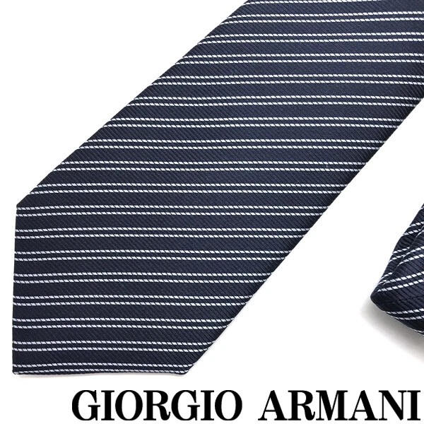 Giorgio Armani Tie Brand Silk Stripe Blue Width Of The Tip 8cm a609