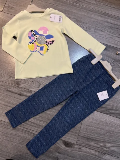 Next girls age 3-4 jeans and top outfit bundle BNWT