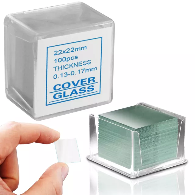 RE-GEN - 100pcs Microscope Clear Glass Slides Cover Slips Blank Square 22x22mm