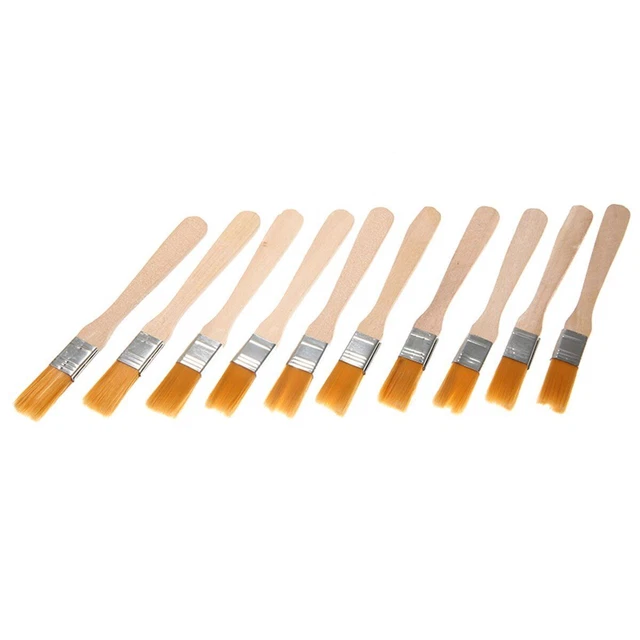 Pennello IN Legno Ergonomico Manico Piatto Nylon Setola per Acquerello 100 Pezzi