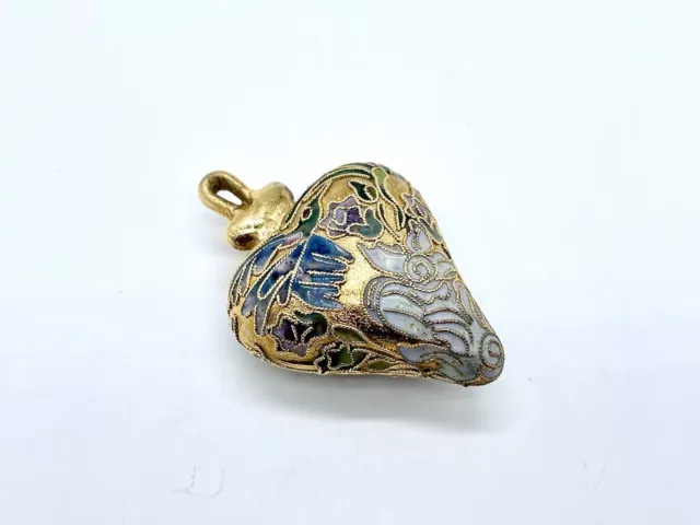 Vintage NYCO INTERNATIONAL Cloisonne Enamel Hand Decorated Puffed Heart 3