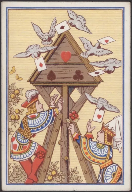 Playing Cards 1 Single Card Old Antique Square Corner ROYAL QUEEN KNAVE Pigeons 2