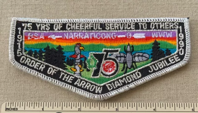 1990 OA NARRATICONG Lodge 9 Order of the Arrow 75th Flap PATCH WWW BSA Boy Scout