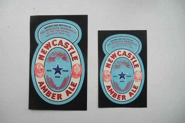 Pair Mint Newcastle Breweries Amber Ale Brewery Beer Bottle Label