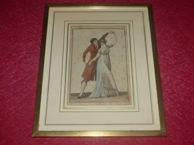 GRAVURE ANCIENNE /  LAURENT GUYOT / DANSE COSTUMES DIRECTOIRE Paris 1799  French