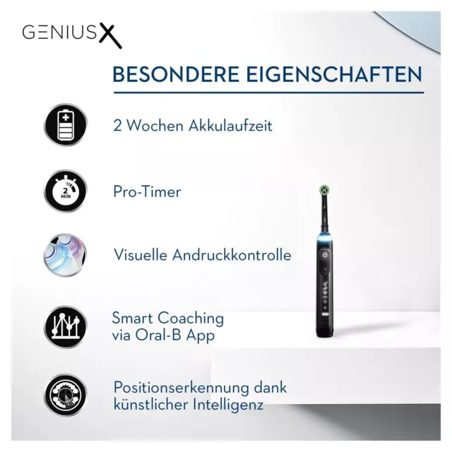 Oral-B Elektrische Akkuzahnbürste Genius X Bluetooth Timer Zahnpflege Schwarz 3