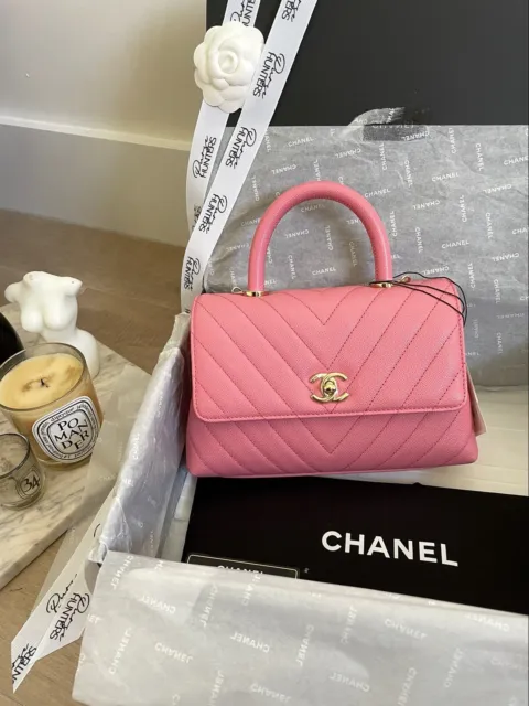 Chanel Quilted Knock On Wood Top Handle Bag Beige Pink Lambskin