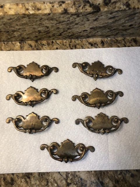 Lot of 7 3” Vintag Brass Batwing Drawer Dresser Pulls Handle Hardware ChabbyChic