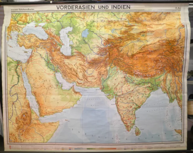 Schulwandkarte map Vorderasien und Indien Arabien Iran Persien Türkei 194x155 67