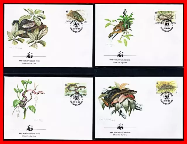 Jamaica 1984 Wwf-Snakes x4 FDC Reptiles