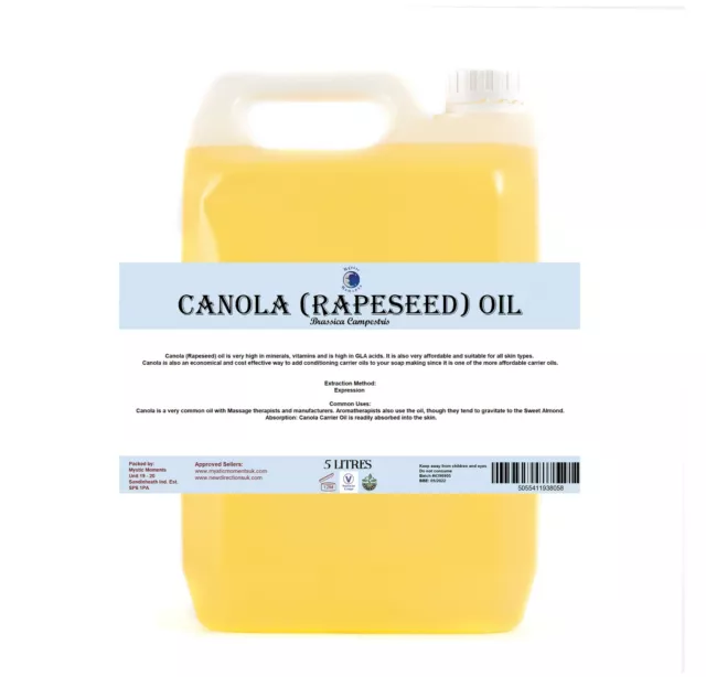 Mystic Moments | Canola (Rapeseed) Carrier Oil - 100% Pure - 5 Litres