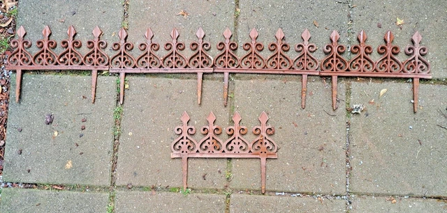 Set of 5 Antique Decorative Cast Iron Garden Borders/Edging