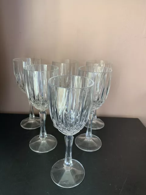 Set Of 6 Gorham Cut Crystal Diamond REGALTA Wine Water Goblets Glasses 8" EUC